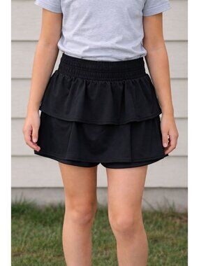 All in Motion size XL 14 Girl's Knit Ruffle Skort Black High-rise NEW